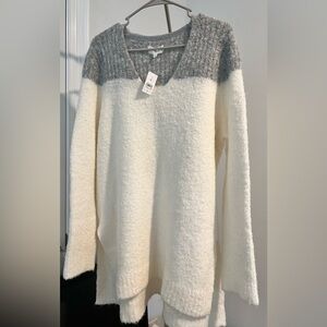 Lou & Grey V-Neck Sweater in Gray and Cream - XL
MSRP $140
